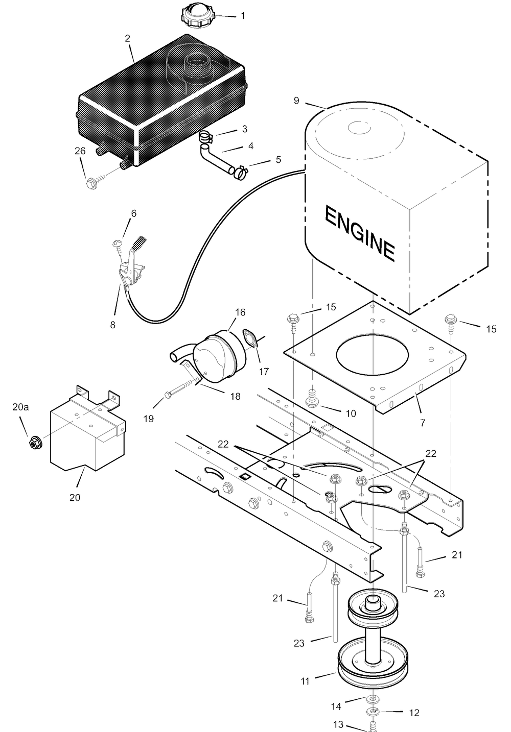 Engine Mount Diagram and Parts List for 385013X51A 2003 Briggs and Stratton Lawn Tractor